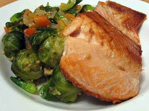 Salmon with Brussels sprouts