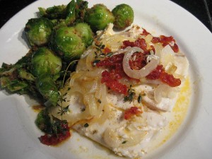 Halibut Filet with Brussels Sprouts
