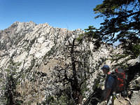 Greg admiring our target at the start of the Blue Bottle traverse